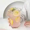 Copo de Vidro Grande Capacidade para Chá de Frutas Verão Doméstico Espessado Criativo para Bebidas Geladas Suco de Limão Copo de Água Copo de Cerveja