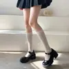 Calcetines hasta la pantorrilla para mujer, estilo japonés, encaje blanco, estampado de rosas, finos, sexys, con corte de corazón, calcetines a media pierna Jk
