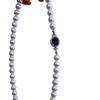 Colar Ni Ni Estilo Igual Windsor Safira Cristal Branco Australiano Pérola para Mulheres, Elegante Socialite Luxo Leve Nicho Corrente Clavícula