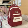 Mochila Nueva de Alta Capacidad Estilo Ins Ligera de Moda Bloqueo de Color Versátil para Chicas de Secundaria y Preparatoria
