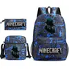 Mi mochila escolar mundial de tres piezas con estampado, gran capacidad, bolsa de lona para computadora para exteriores para estudiantes de secundaria