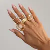 Set de Anillos Plegables de Metal Líquido de Moda Transfronteriza Europea y Americana, Anillos de Articulación Apilables de Perlas Artificiales Estilo Diseñador