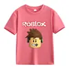 Roupa Infantil Transfronteiriça ROBLOX Camiseta para Meninos e Meninas Verão Europeu e Americano Camiseta de Algodão de Manga Curta Jaqueta de Manga Curta para Homens e Mulheres de Comércio Exterior