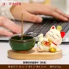 Quemador de Incienso de Sándalo Gato de la Suerte Estilo Chino Creativo Quemador de Incienso Pequeños Adornos Mascota de Té Sala de Estar Estudio Quemador de Incienso Decorativo