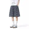 Shorts de mezclilla con estampado de estrellas retro americano para hombre, estilo veraniego de alta costura, shorts casuales y versátiles de pierna ancha a la moda