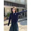 Cárdigan de punto suave retorcido con bordado de corazón estilo Miu para mujer, suéter de deseo puro para otoño e invierno, abrigo corto, top de alta gama