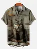 2024 Moda Nueva Transfronteriza Impresión Digital 3D Animal Zorro Atractivo Camisa Casual de Manga Corta para Hombre