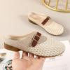 Pantuflas de Media Bota Estilo Birkenstock con Malla Hueca para Mujer Modelo Nuevo 2026 Cómodas Planas Transpirables Slip-On Antideslizantes Zapatos de Playa