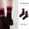 Calcetines de Punto Joker Renacentista para Mujer, Primavera y Otoño, Rayas Verticales, Doble Capa, Jacquard de Letras, Calcetines Medios Ins