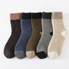 Meias de lã masculinas de inverno engrossadas meias quentes Terry mid-bezerro casual cor combinando lã forrado meias toalha atacado