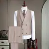 Novidades Masculinas Terno Verde com Gola de Frutas Dupla Face com Colete Conjunto Moda Plus Size Roupa de Performance Traje de Casamento