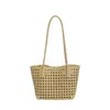 Bolso de hombro tejido de alta gama para mujer, nuevo bolso tote de moda 2026 con diseño calado, bolso de mano de gran capacidad