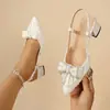 Tacones altos elegantes para mujer, estilo hada, con lazo decorativo, punta fina, tacón de gatito, versátiles, para bodas y banquetes