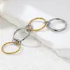 Anillo círculo de línea redonda trenzada de cuatro capas bicolor apilado con temperamento de lujo ligero Joker simple liso anillo para el dedo anular chapado en 18K