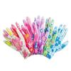 Guantes de jardinería para mujer con palma recubierta de PU con estampado de 13 pines, antideslizantes, resistentes al desgaste, transpirables, finos, de protección laboral.