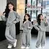 Conjunto Esportivo de Outono para Meninas 2026 Novo Estilo Super Fofo e Fashionável Moletom Conjunto Casual de Duas Peças para Primavera e Outono Infantil