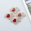 Accesorios de joyería de bricolaje, estilo coreano, doble punto de suspensión, patrón de amor de diamante, collar de aleación con goteo de aceite, pulsera, colgante pequeño individual, accesorios