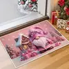 Tapete de Chão de Veludo Cristalino de Natal Papai Noel Tapete Absorvente de Água para Banheiro Tapete de Entrada de Banheiro Decoração Festiva Tapete Resistente ao Desgaste