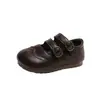 Nueva colección de otoño: Zapatos de cuero estilo británico para niños, zapatos planos de suela blanda para niñas, zapatos de princesa con cierres de velcro, zapatos planos negros