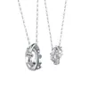 Collar Original de Pareja Doble Anillo Corona, Plata Esterlina, Cadena de Suéter de Gama Alta de Nicho, Joyería Esmaltada, Regalo de San Valentín