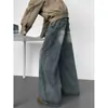 Calça Jeans Patchwork Rasgada para Homens, Estilo Primavera e Outono, Calças Largas Soltas, Marca Americana de Moda High Street, Calças Compridas