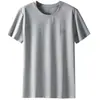 Top Transpirable de Cuello Redondo para Hombre en Verano para Deportes al Aire Libre, Camiseta de Manga Corta de Seda de Hielo con Aire Acondicionado de Secado Rápido, Sencilla de Manga Corta en Tallas Grandes