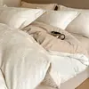Sencillo Juego de Cuatro Piezas Jacquard Clase A 100% Algodón Cepillado para Otoño/Invierno Funda Nórdica Cálida Lujo Ligero Sensación de Alta Gama Estilo Sábana Bajera para Dormitorio Principal