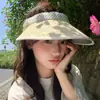 Bonito Sombrero de Paja de Gato con Parte Superior Abierta para Mujer, Sombrero de Sol de Ala Ancha para Verano, Protección UV, Sombrero Parasol