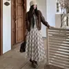 Falda midi de cuadros, nuevo estilo primavera/otoño, con dobladillo irregular, elegante y de corte holgado, falda de tul línea A, falda de longitud media dulce y fresca