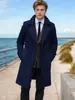 Tamanho Europeu 2024 Outono e Inverno Europeu e Americano Masculino Lã Roupas de Exterior Dupla-Face Longa Masculina Lã Roupas de Exterior