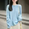 Suéter feminino de tricô escovado em lã de cashmere, nova coleção outono e inverno, prêt-à-porter de alta qualidade, gola redonda, mangas compridas, corte solto com ombros caídos, moderno