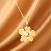2026 Nuevo Estilo Ins Colgante Simple de Flor Collar de Personalidad para Mujer Temperamento Retro Metal Pétalo Gargantilla