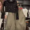 Roupa Infantil Conjunto para Meninas Brilhante Strass Manga Longa Base Camada Plus Calça Cargo Casual 26 Primavera/Outono Novo Estilo