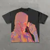 Punk Europeu e Americano Edição Grande Impresso T-Shirt Y2K Estilo Hip Hop Masculino T-Shirt Mascarado Menina Gótico Manga Curta Top