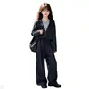 Conjunto casual deportivo de dos piezas para niñas en mezclilla, estilo coreano para primavera y otoño, corte holgado, atuendo moderno y elegante
