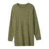25 Suéter Gola Redonda Feminino Comprimento Médio Fenda na Barra Camisa Básica Solta Emagrecedor Visual Tamanho Grande Redutor de Idade Mãe de Meia-Idade Top Interno