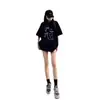 2025 Nuevo Verano Retro Americano Estampado de Lazo Camiseta de Manga Corta Diseño para Mujer Coreano Cuello Redondo Top Ins