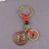 Pingente de Sapo Dourado de Três Pernas em Latão Puro Trazedor de Fortuna com Corda Trançada Feita à Mão Chaveiro de Carro Pequeno Ornamento Acessório