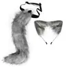 Set de Orejas y Cola de Animal de Peluche para Cosplay Transfronterizo, Orejas de Zorro Estilo Anime, Orejas de Lobo, Diadema, Accesorios de Cola, Cascabel de Cabeza, Collar
