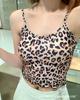 Estilo Americano Estilo Puro Desejo Versátil Sexy Estampa de Leopardo Pequeno Camisole Colete Feminino Início do Outono Doce e Quente Peça de Roupa Externa Top