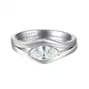Conjunto de Anéis Empilháveis Clássicos Europeus e Americanos em Prata Esterlina S925 para Mulheres, Conjunto de Anéis de Combinação de Zircônia de Alta Qualidade 3Ct, Conjunto de Duas Peças