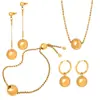 Nova Caixa de Colar com Contas Redondas Estilo Chinês Retrô Corrente de Elos Puxador Moda Criativa Pulseira de Aço Inoxidável Brincos Joias Versátil