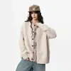 Cardigan Retrô Estilo Old Money para Homens e Mulheres Outono Inverno Solto Casual Estilo Preguiçoso Pelúcia Versátil Malha Outerwear Tendência