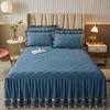 Faldón de cama acolchado grueso tipo 1.8 m cubrecama de una sola pieza funda de cama antideslizante sábana guardapolvo cama de 1.5 m juego de tres piezas