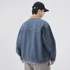 Chaqueta de Mezclilla con Solapa de Pana Lavada Retro Contraste Detroit para Hombre Nueva Otoño Estilo Americano Chaqueta de Trabajo