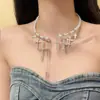 2024 Collar de Vestido con Borla Brillante Fría Perla Alto Valor de Color choker