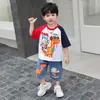 Conjunto de Verão Estiloso 2026 para Meninos com Tema Dinossauro - Peça Dupla de Manga Curta para Crianças - Roupas de Bebê da Moda