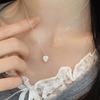 Collar de Plata Esterlina S925 Corazón Lazo para Mujer Estilo Coreano Ins Exquisito Dulce Versátil Lujo Accesible Cadena Clavicular en Forma de Corazón