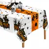 Toalha de Mesa Halloween Espessa Personalizada Descartável de Plástico Impermeável Bonita Abóbora Fantasma Festa de Aniversário ao Ar Livre