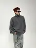 Tricô Texturizado Gola Alta Meia para Homens, Estilo Coreano, Bonito e Solto, Jaqueta de Tricô Botão Solta de Outono e Inverno de Alta Qualidade